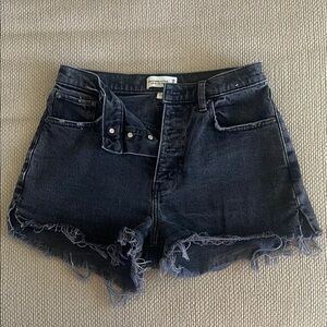 Abercrombie & Fitch Black Jean Shorts Distressed Raw-Edge Hem